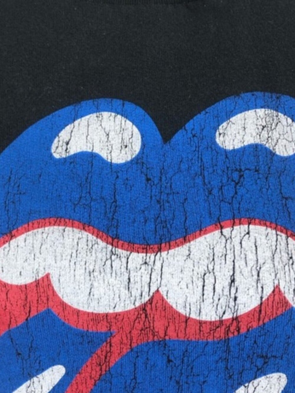 ZARA + The Rolling Stones Black Graphic Pullover Sweatshirt Blue Red Tongue L - Picture 8 of 15